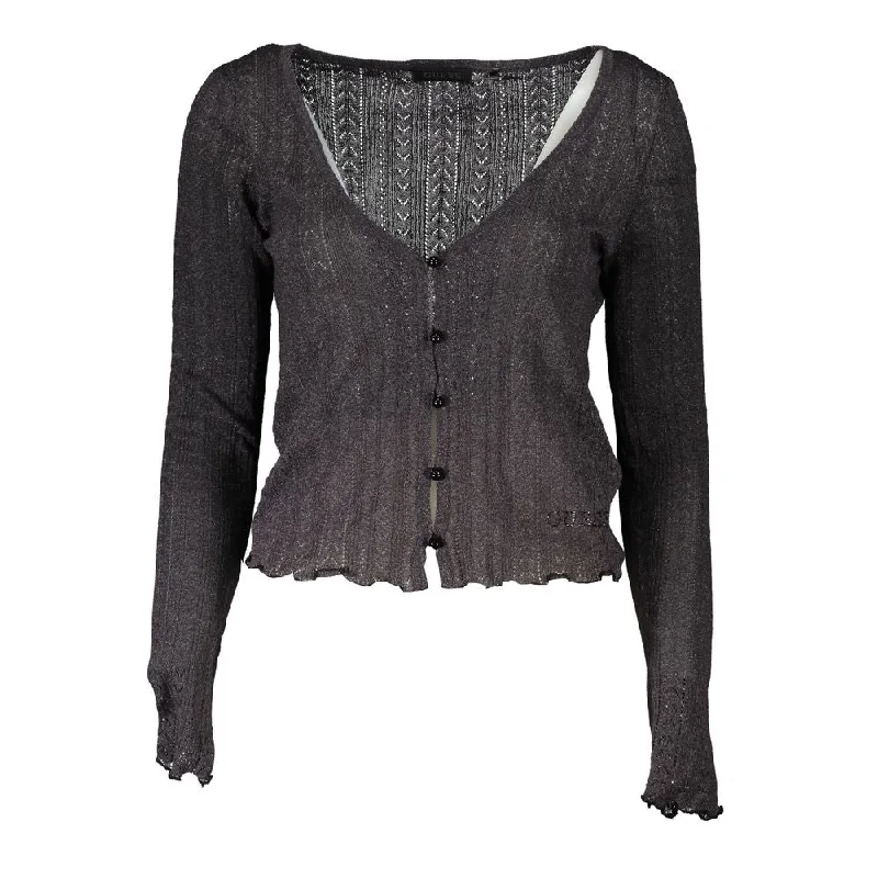 mosaic-ramie cardigan art -Guess Jeans Chic V-Neck Contrast Detail Women's Cardigan