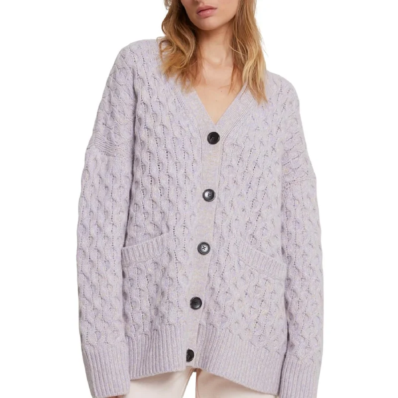 cardigan with open weave -Jacks Wool Cardigan In Lavender Marled