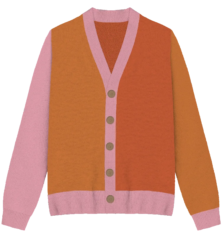 cardigan with shell trim -Lesbian Colorblock Knit Cardigan