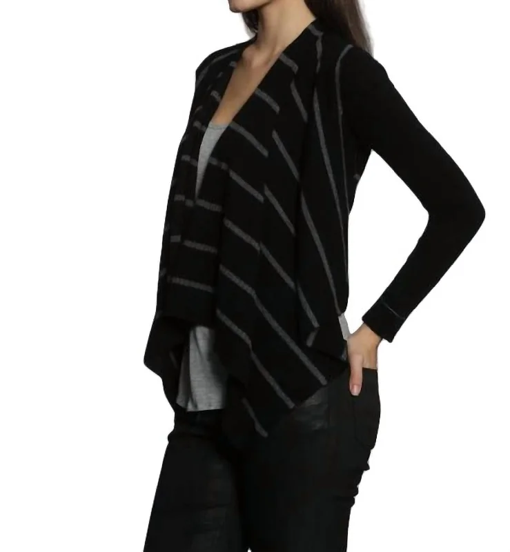 cardigan men desert chevron -Luxe Cover Up Cardigan In Black/charcoal