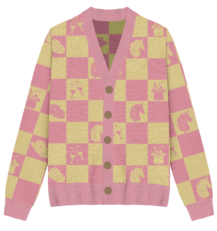 cardigan women soft citron -Midwest Princess Checker Knit Cardigan