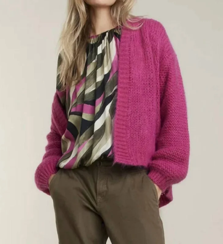 ramie-wool cardigan natural -Mohair Cardigan In Pink