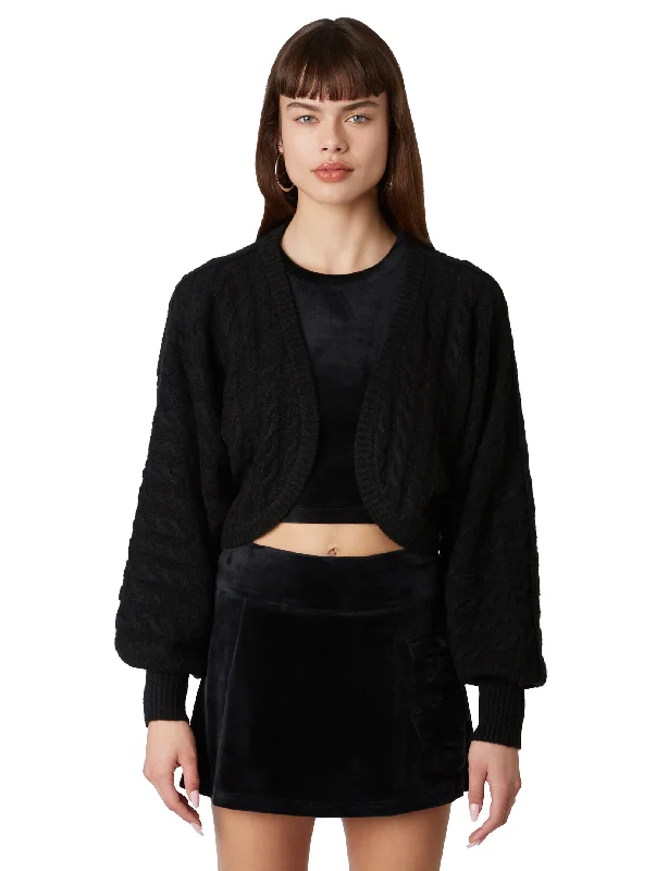 cardigan with feather fringe -Ava Cardigan, Black