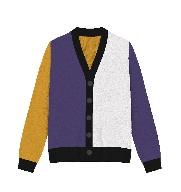 wool-ramie cardigan warm -Non-Binary Colorblock Knit Cardigan