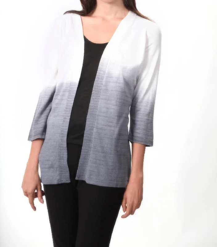 cardigan women soft marigold -Ombre Back-Cutout Cardigan In Gray/white