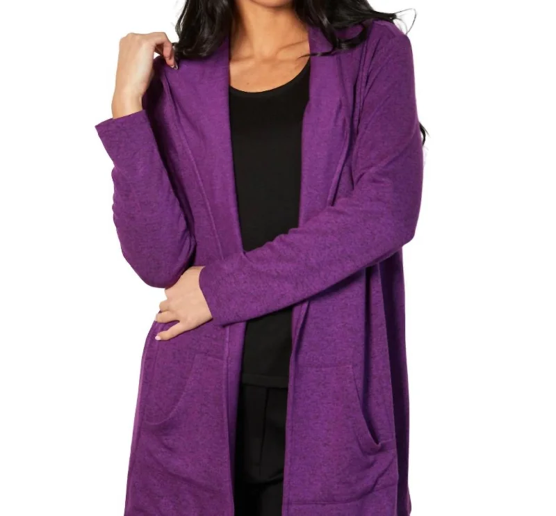 cardigan teens galactic purple -Open Hoodie Duster In Violet