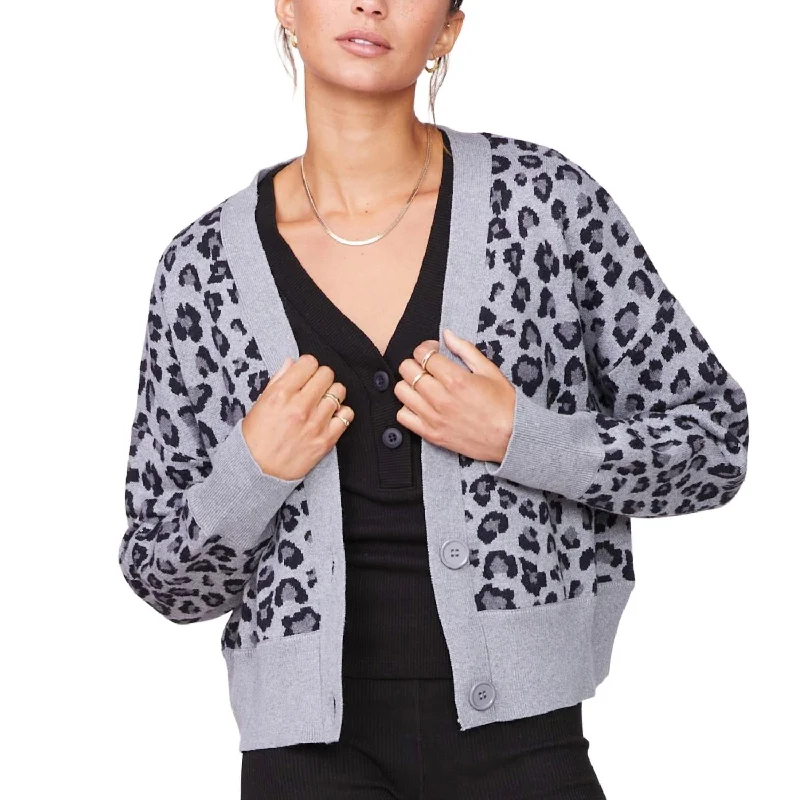 kaleidoscope cardigan bold mix -Oversized Leopard Cardigan In Heather Grey