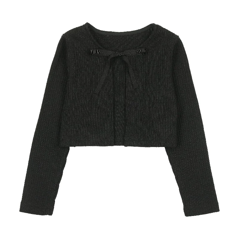 cardigan with agate trim -Panther Black Knit Cardigan