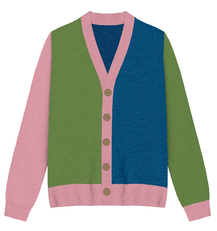 long cardigan evening vibe -Polysexual Colorblock Knit Cardigan