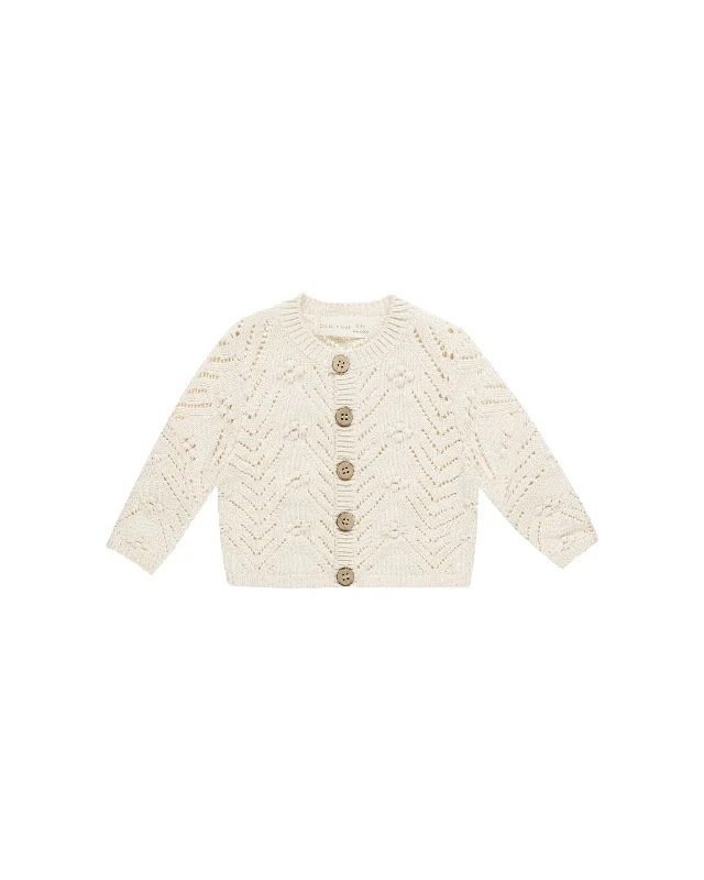 cardigan kids meteor print -Quincy Mae Knit Cardigan Natural