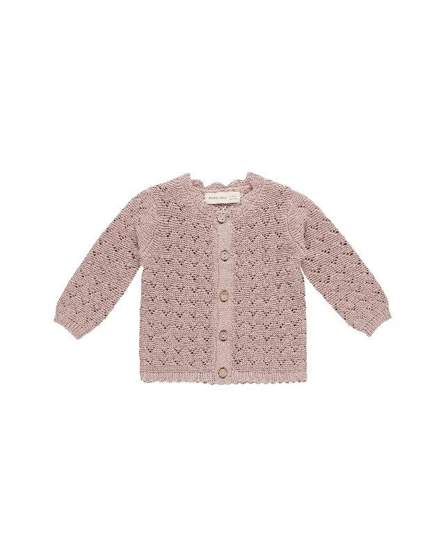 velvet-tulle cardigan plush -Quincy Mae Scalloped Cardigan Mauve