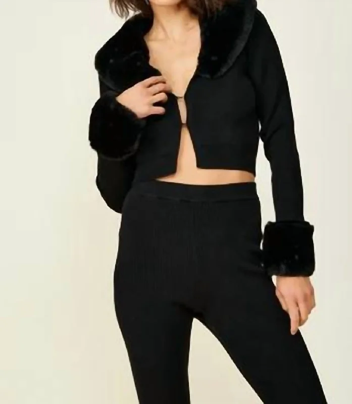 cardigan with twisted cut -Rico Cardigan In Black