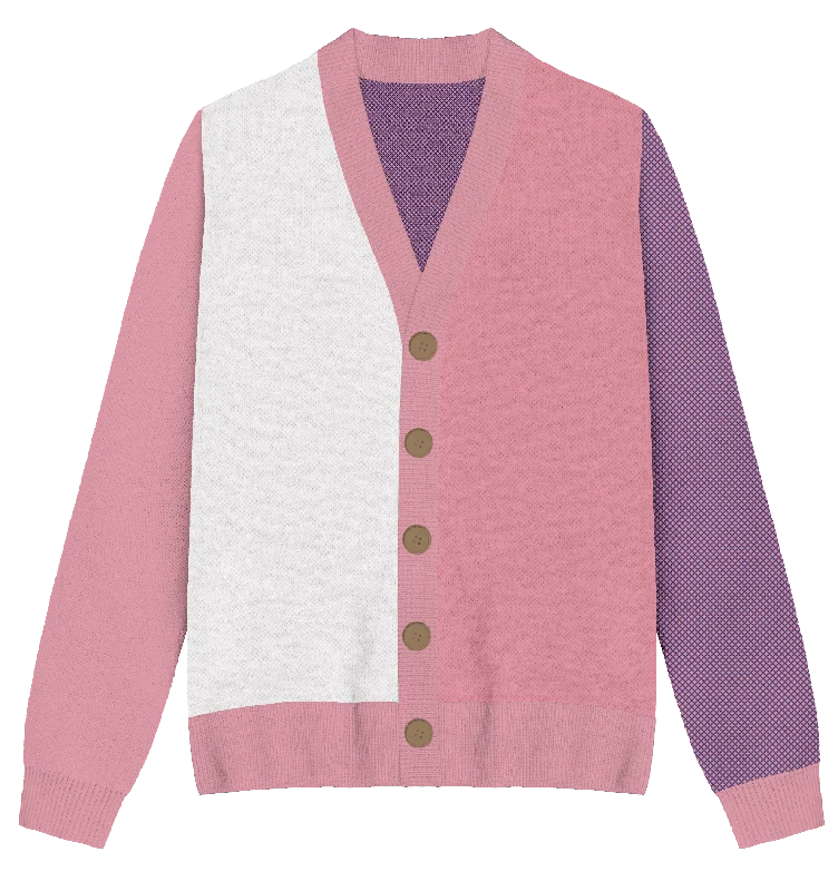 mulberry cardigan rich sheen -Sapphic Colorblock Knit Cardigan