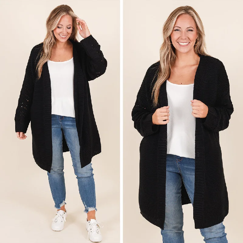 ramie-wool cardigan natural -Staring At You Cardigan, Black