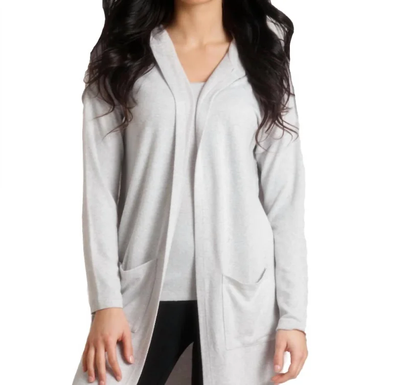 silk-jute cardigan luxe -Supersoft Hooded Duster In Frost