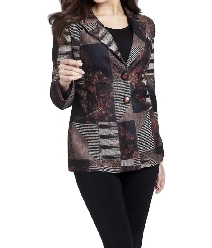 cropped cardigan lounge layer -Tapestry Chenille 2-Button Cardigan In Black Multi