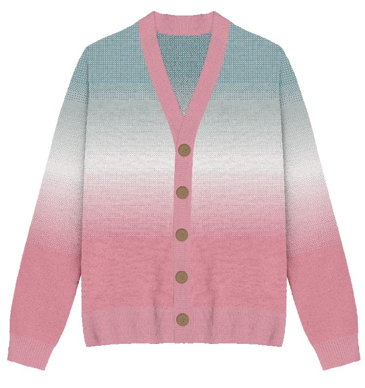 cardigan women dusk teal -Transgender Faded Knit Cardigan