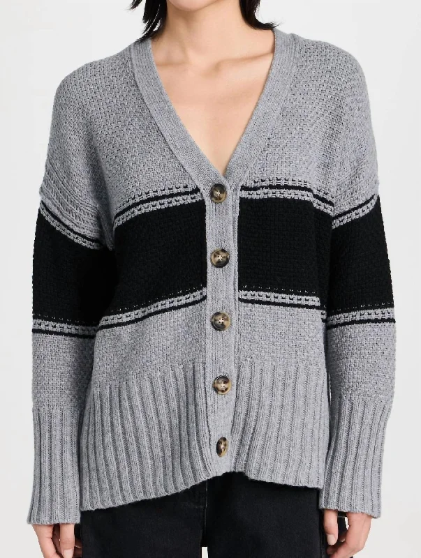 cardigan teens cosmic red -Wool Blend Oversized Cardigan In Cloud Grey/black