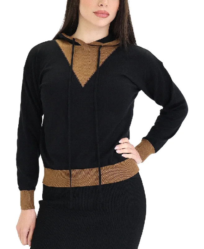 swirl-jute pullover sweater twist -Colorblock Hooded Sweater