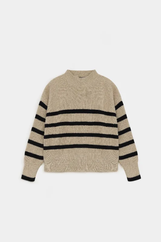 pullover sweater with glitter accents -Striped Sweater