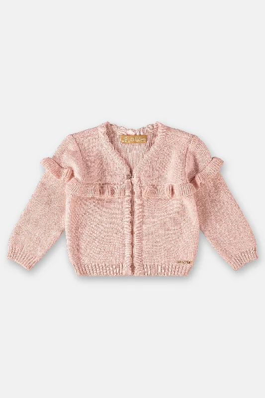 cardigan with sequin hem -Girls One Button Cardigan