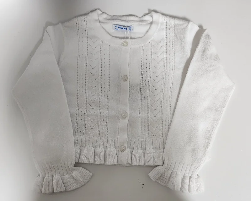 cardigan with bead trim -Girls Ruffle Cardigan