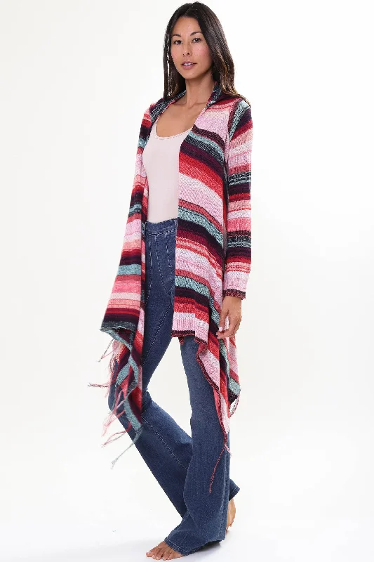 short pullover sweater dance vibe -Linsey Hooded Wrap Sweater with Fringe in Cross My Heart