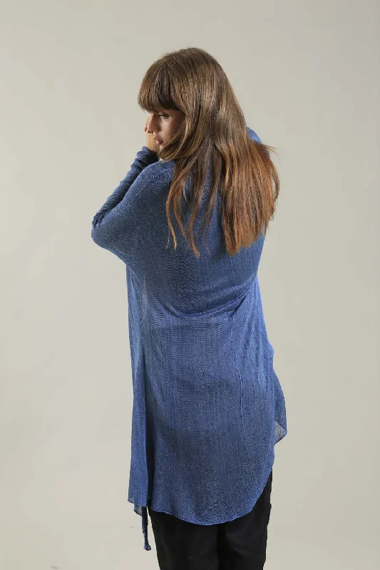 swirl-ramie cardigan twist -Jean Blue Long Bamboo Cardigan