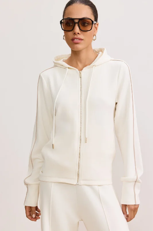 short cardigan lounge vibe -LARA zip up cardigan - Marshmellow