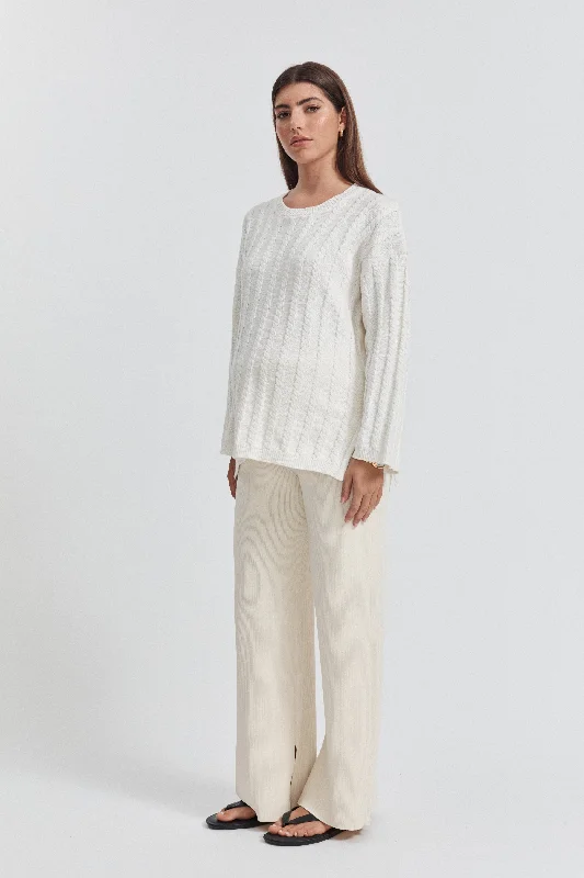 knit-velvet pullover sweater luxe -Cable Knit Jumper