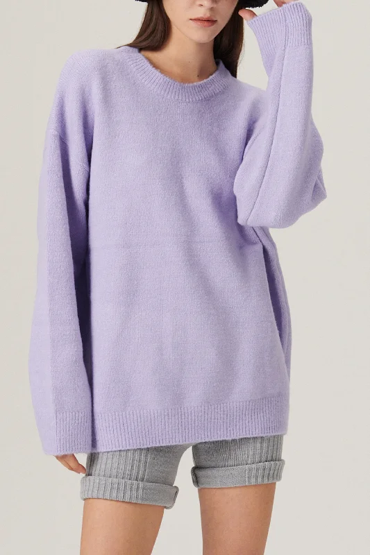 ramie-wool pullover sweater natural -Mille Round Neck Sweater