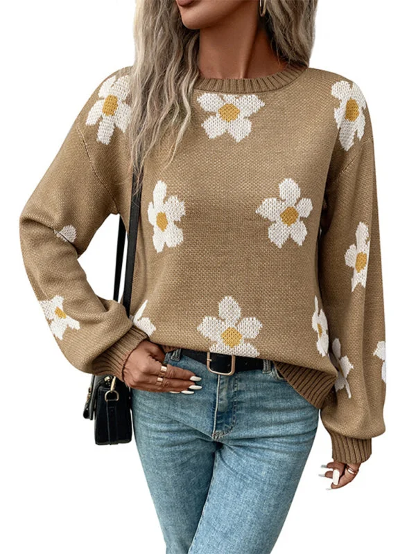 tweed-suede pullover sweater classic -TastyHottie - New Fashion Women's Long Sleeve Jacquard Sweater