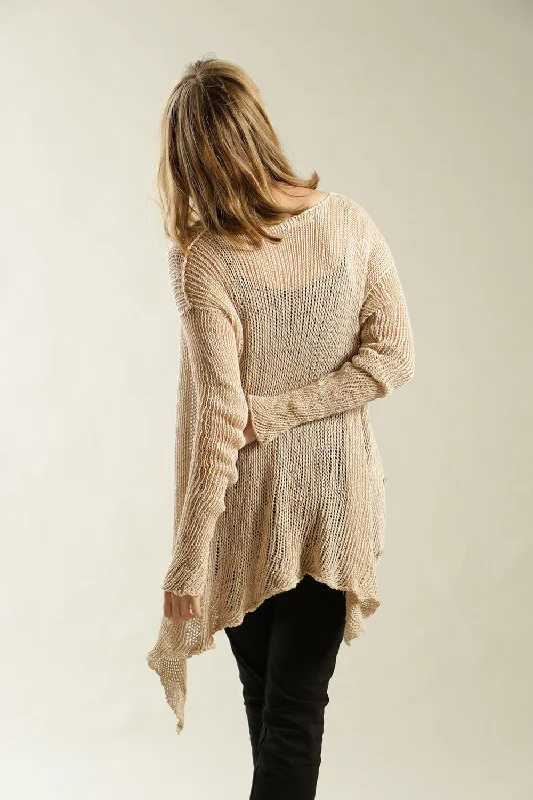 wool-jute cardigan warm -Dusty Blush Nude Cotton and Bamboo handmade Cardigan with buttons - Prevo