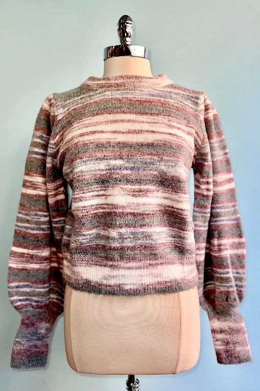 silk-tulle pullover sweater sheer -Pink Striped Sweater by Molly Bracken