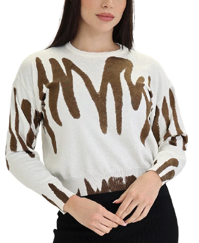 short pullover sweater lounge chic -Print Sweater