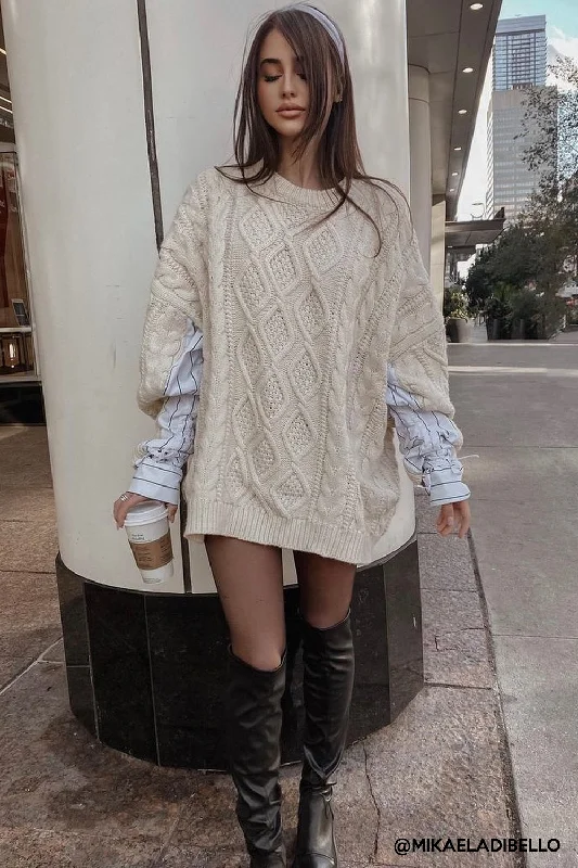 cotton-ramie pullover sweater soft -Sadie Shirt Combo Knit Pullover