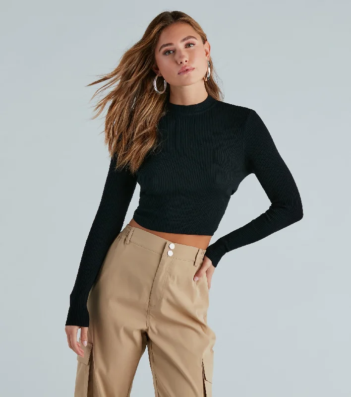 pullover sweater with peekaboo trim -Simple Perfection Open Back Sweater Top