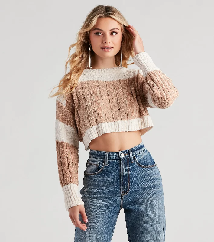 pullover sweater teens solar blue -Style Knit Right Chenille Sweater