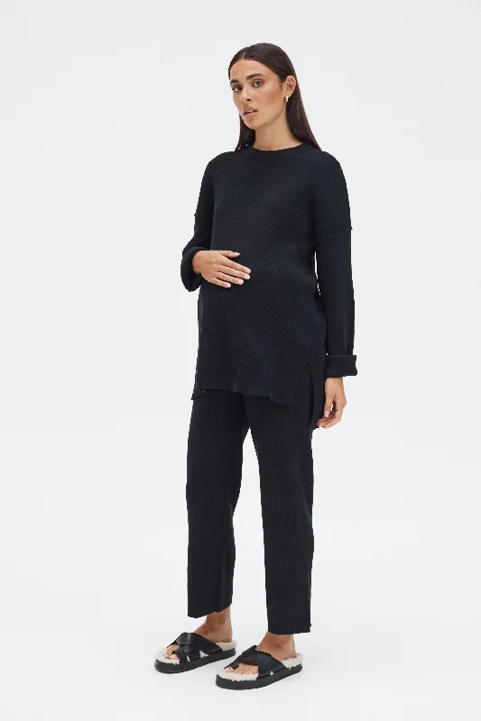 pullover sweater with ruched trim -Catalina Jumper (Black)