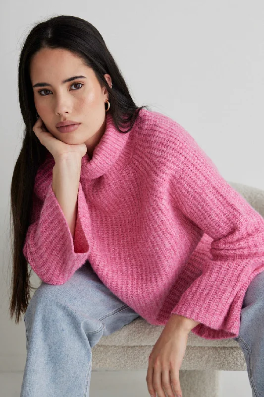 pullover sweater women soft citron -Sundays Barbie Marle Chunky Roll Neck Knit Jumper