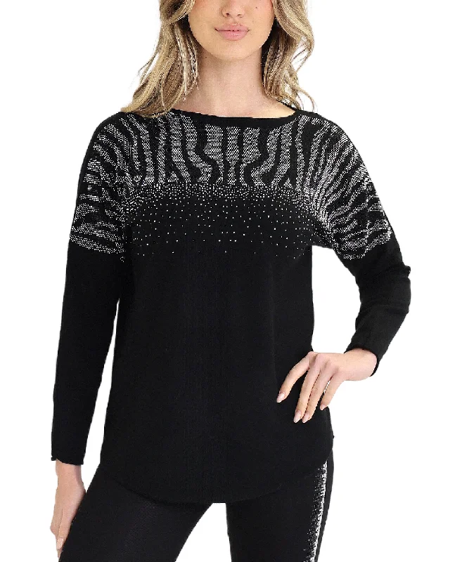 cropped pullover sweater dance layer -Sweater w/ Crystals