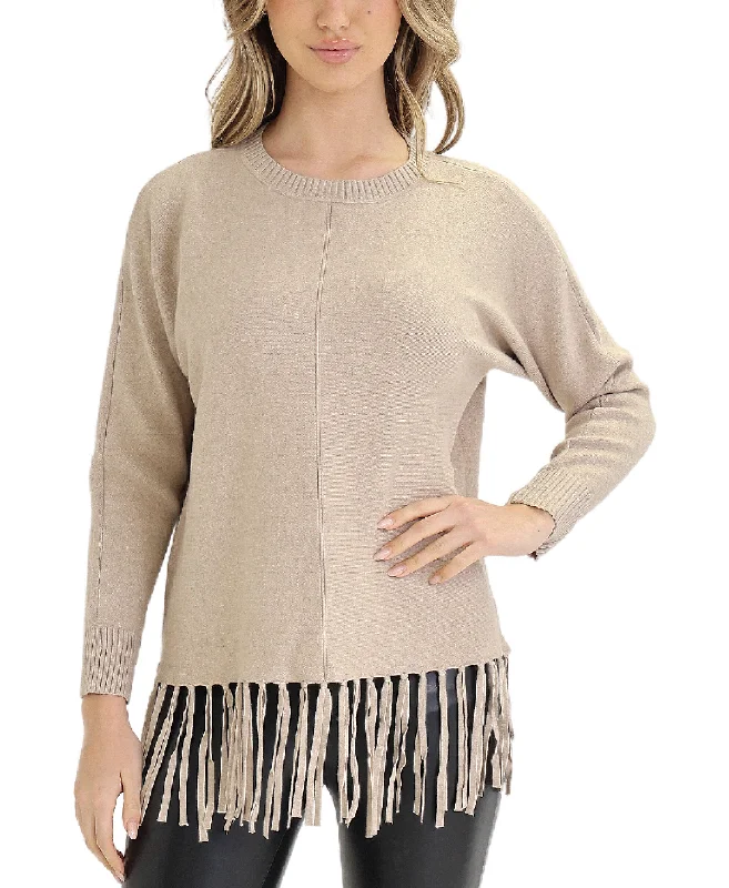 pullover sweater women dusk purple -Sweater w/ Fringe Bottom