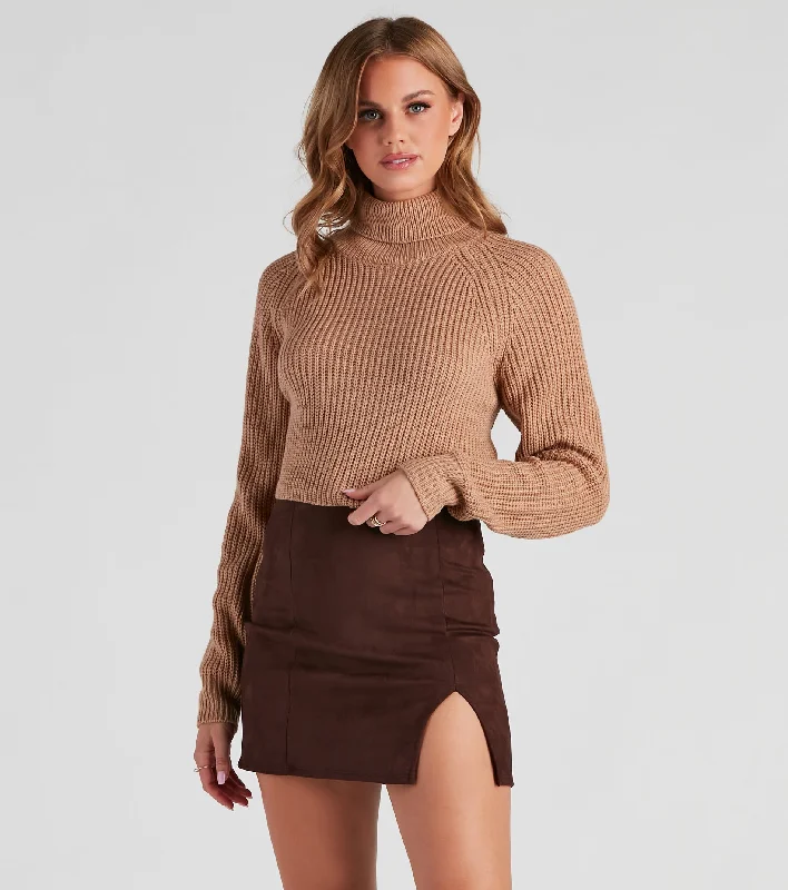 pullover sweater with ruched trim -Turn-Heads Lace Up Crop Sweater