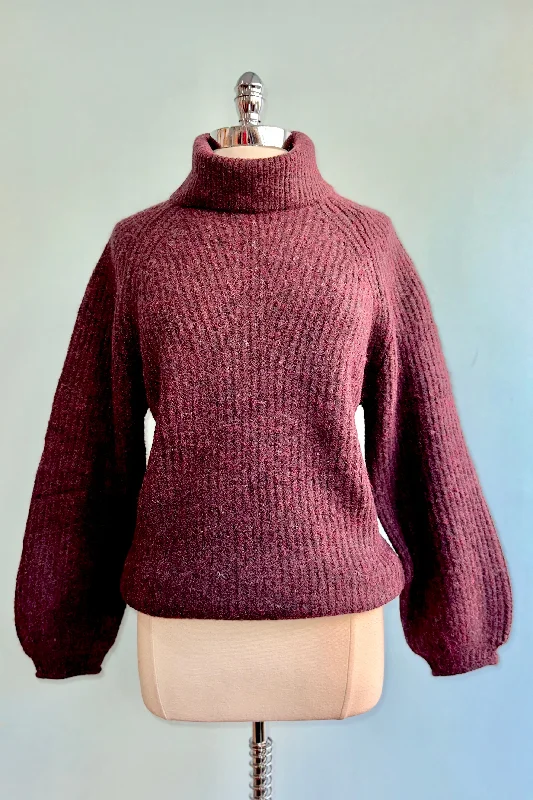 pullover sweater men desert stripe -Turtleneck Sweater in Burgundy by Molly Bracken