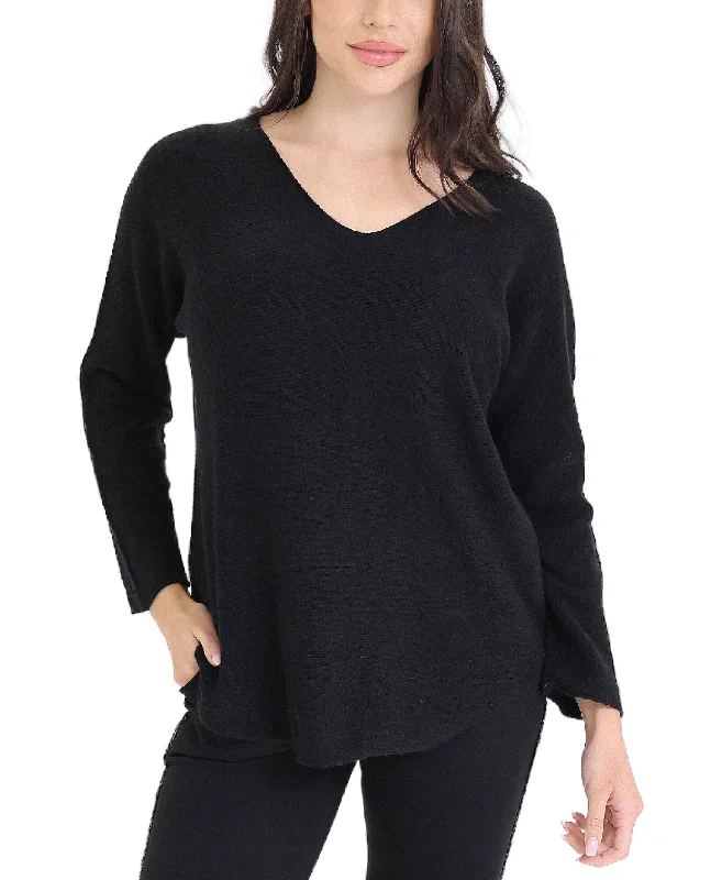 velvet-knit pullover sweater plush -V-Neck Sweater