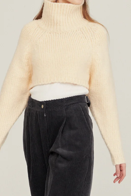 pullover sweater with lattice hem -Whitney Two-way Cropped Sweater