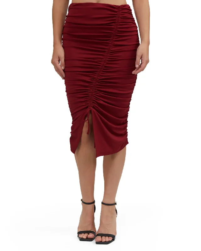 vertical trim skirts -Bebe Women's Ruched Matte Jersey Skirt