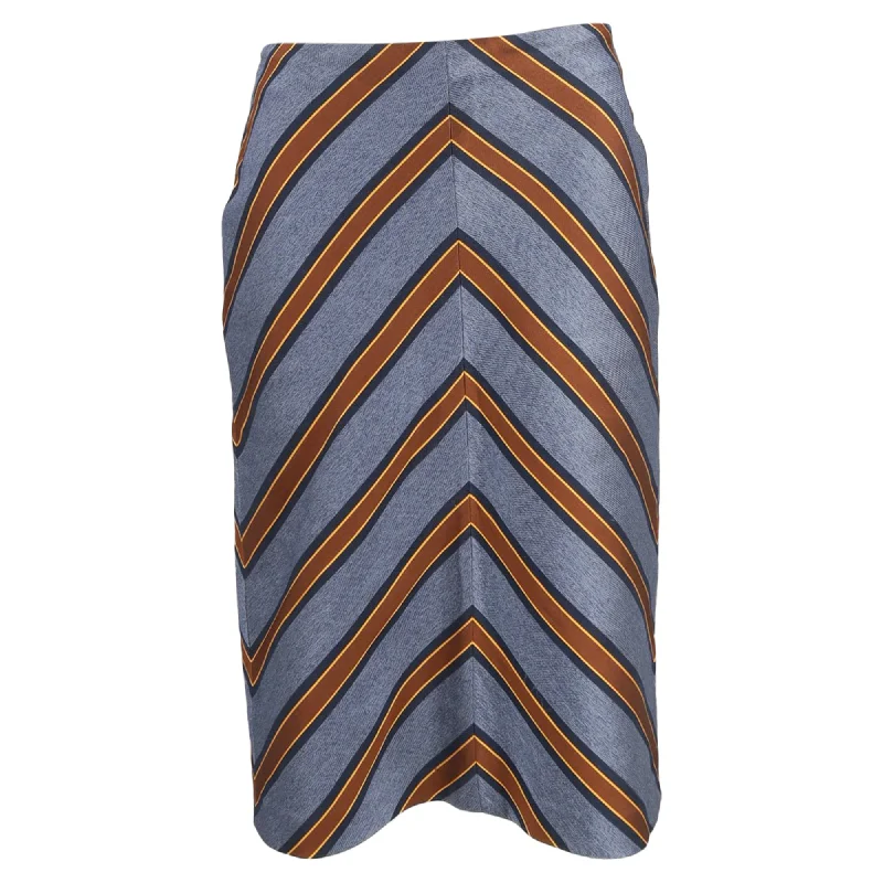 slit trim skirts -Fendi Striped Midi Skirt Blue Polyester