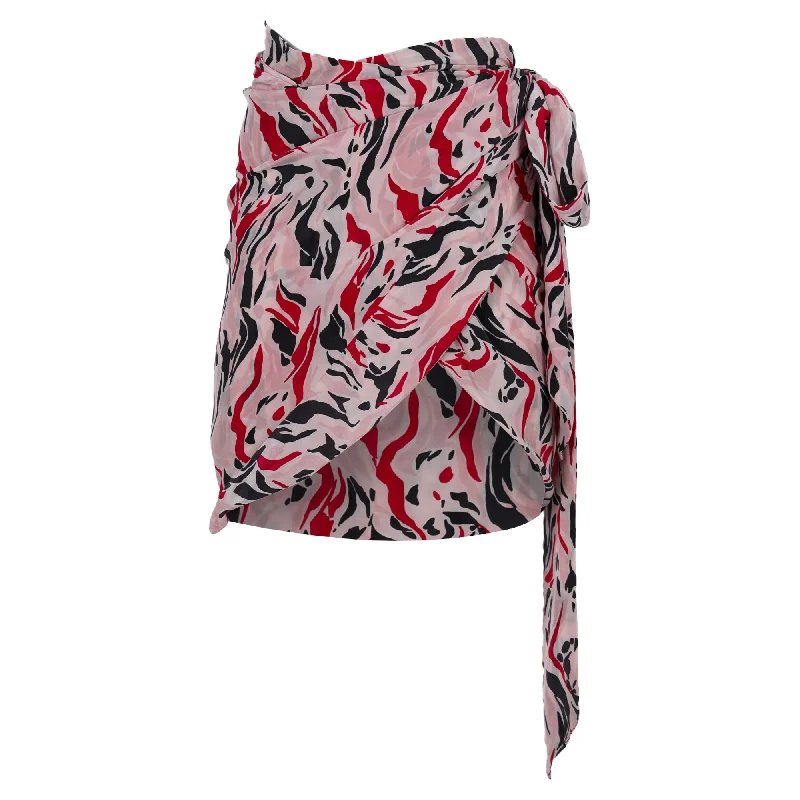 dip active skirts -Isabel Marant Printed Wrap Skirt in Pink Silk