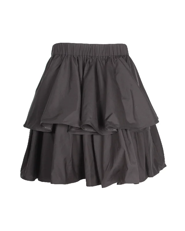 plus flare skirts -Jason Wu Tiered Skirt in Black Cotton